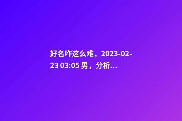 好名咋这么难，2023-02-23 03:05 男，分析下五行八字